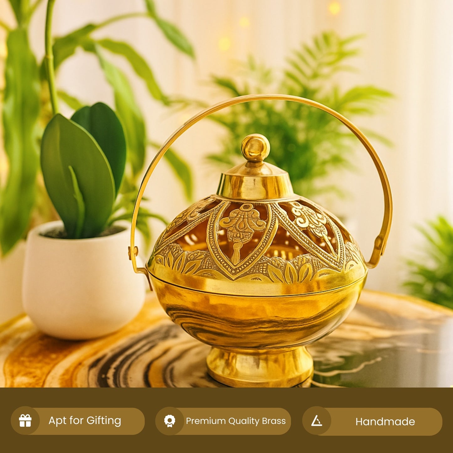 Brass Incense Burner With Handle