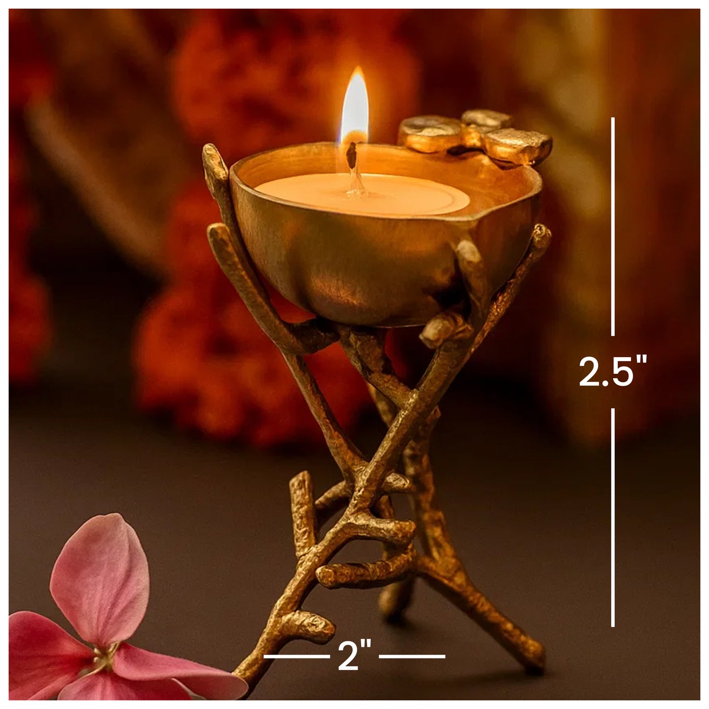 Brass unique diya on a brass branch