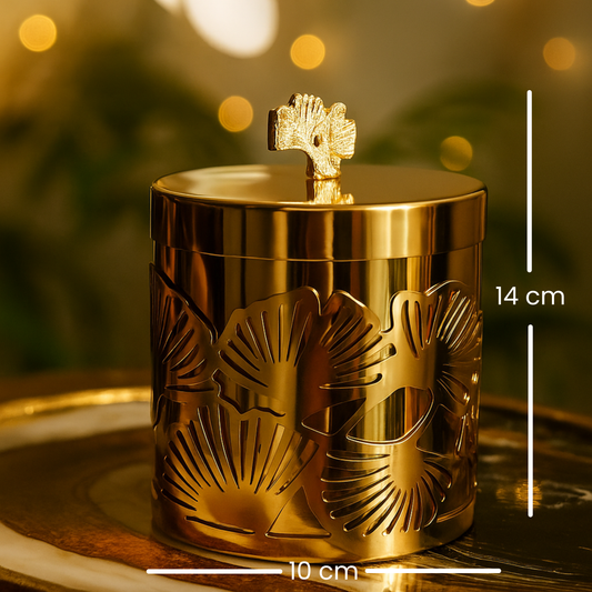 Ginko Leaf Glass Jar Set of 2