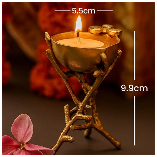 Brass unique diya on a brass branch