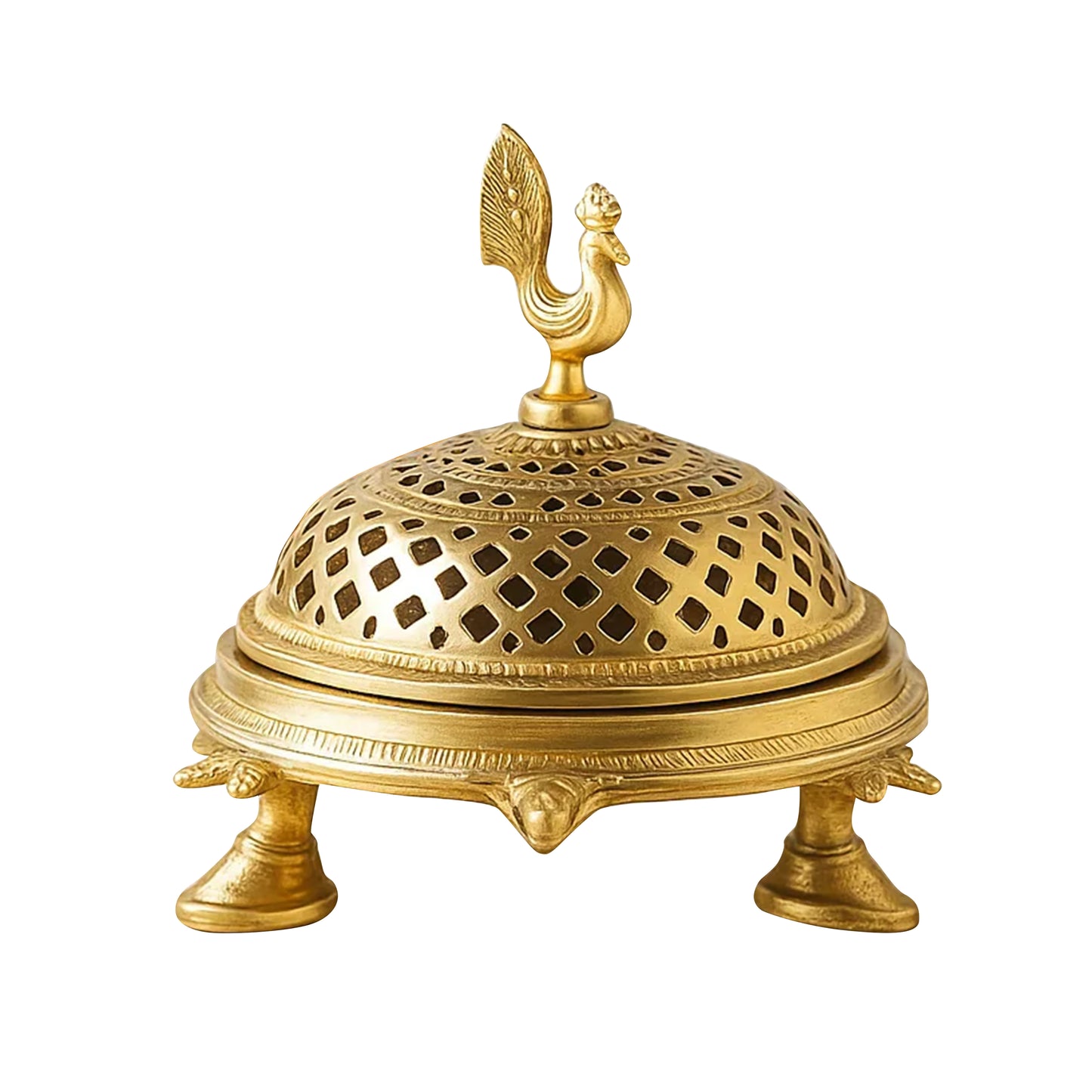Brass Peacock Incense Dhoop Burner on a 3 legged Tortoise