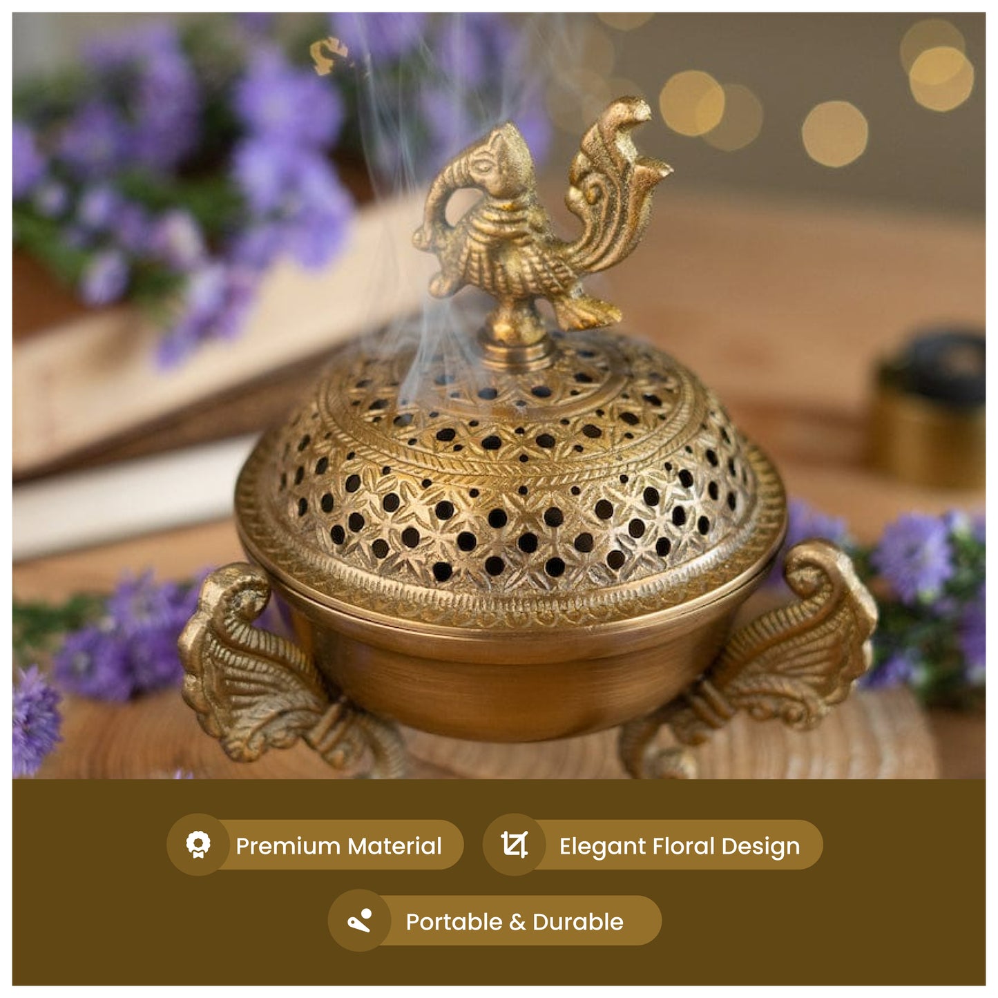 Brass peacock incense burner