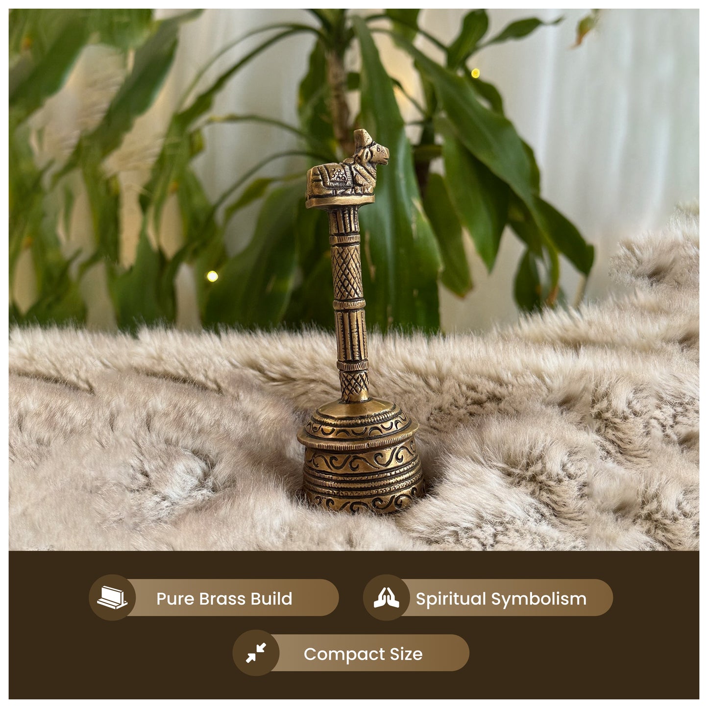 Nandi pooja bell in antique pure brass