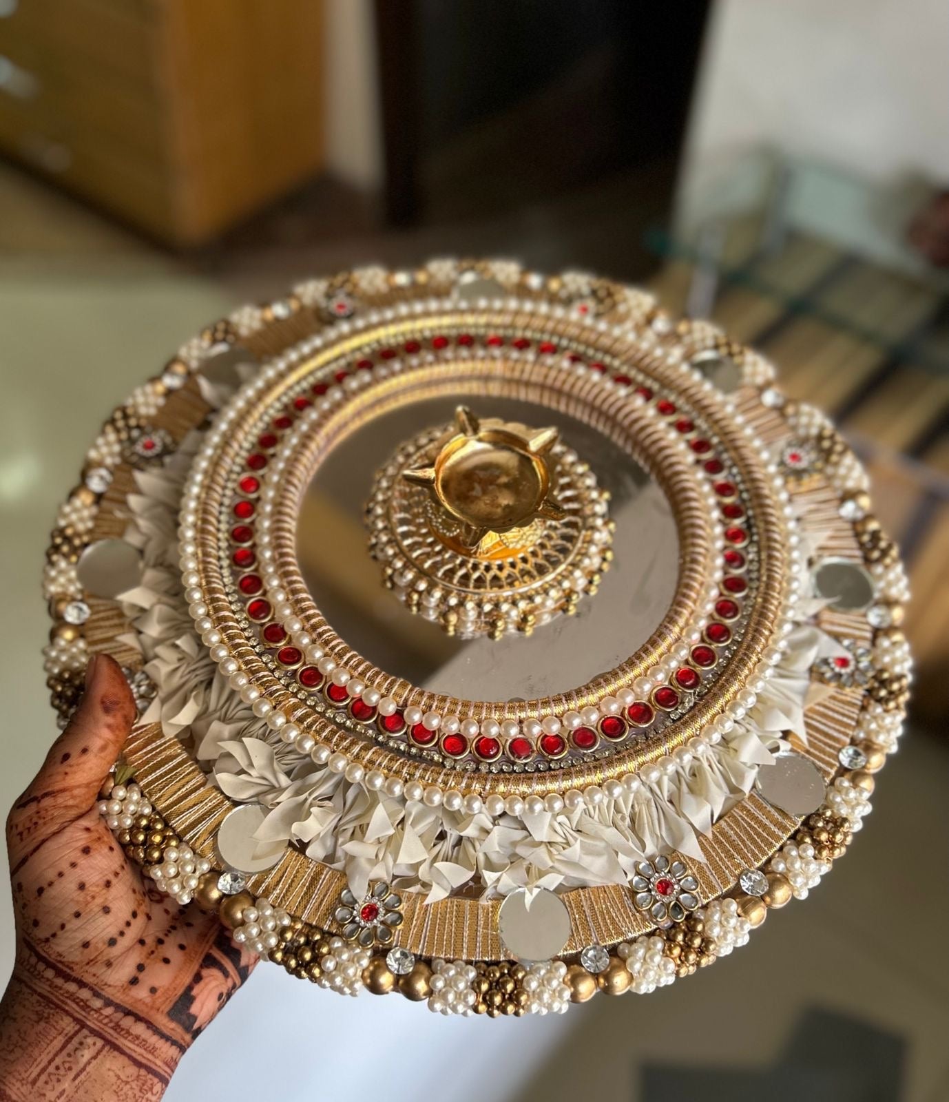 Handcrafted two layered decorative pooja thali