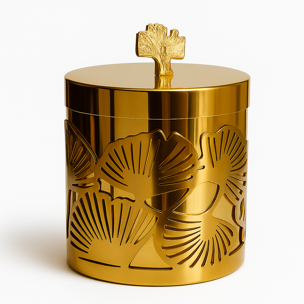 Ginko Leaf Glass Jar Set of 2