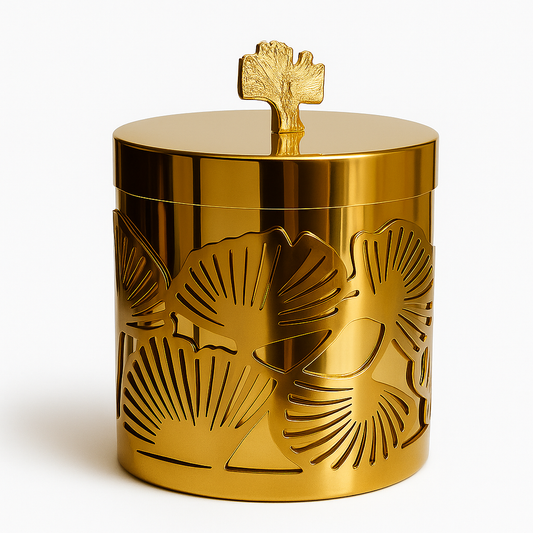 Ginko Leaf Glass Jar Set of 2