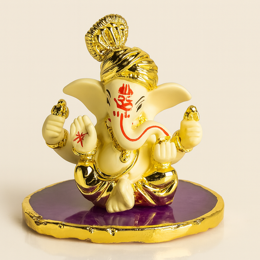 Divine Ganesha in Turban on Agate Stone