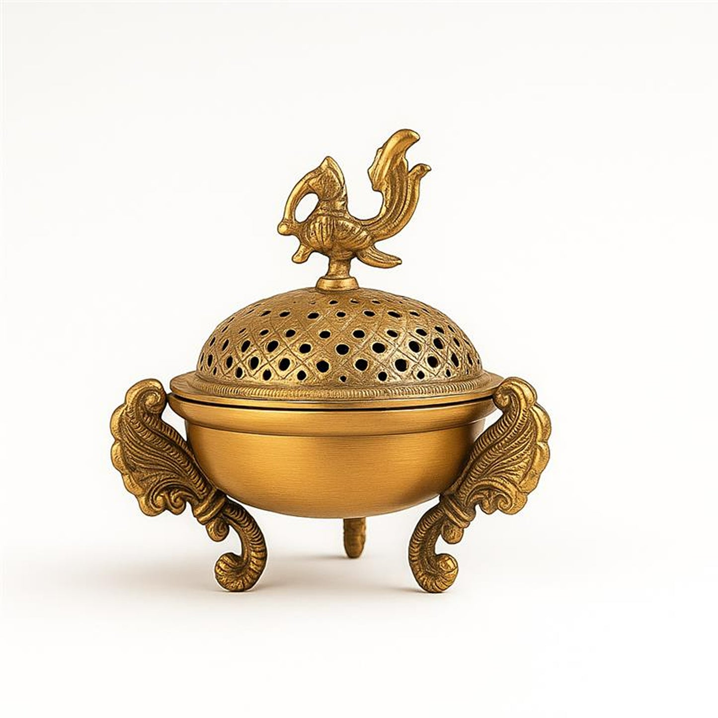 Brass peacock incense burner