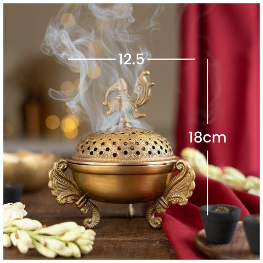 Brass peacock incense burner
