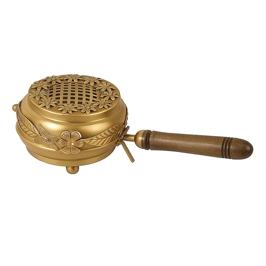 Handmade Brass Incense Burner With Wooden Handle