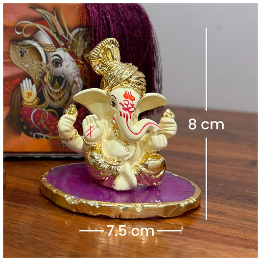 Divine Ganesha in Turban on Agate Stone