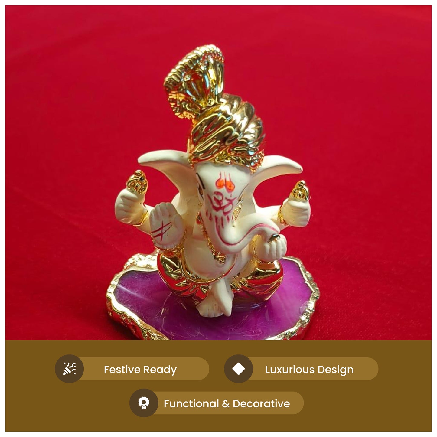 Divine Ganesha in Turban on Agate Stone