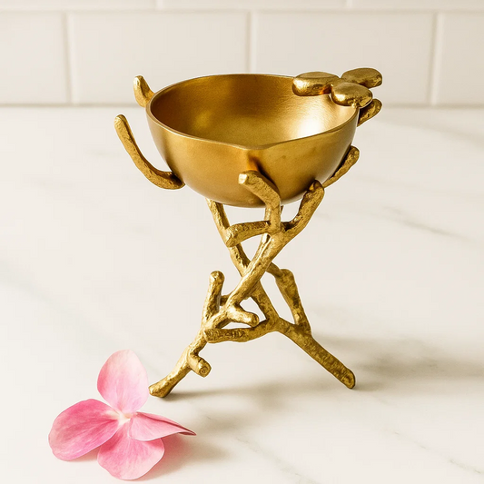 Brass unique diya on a brass branch