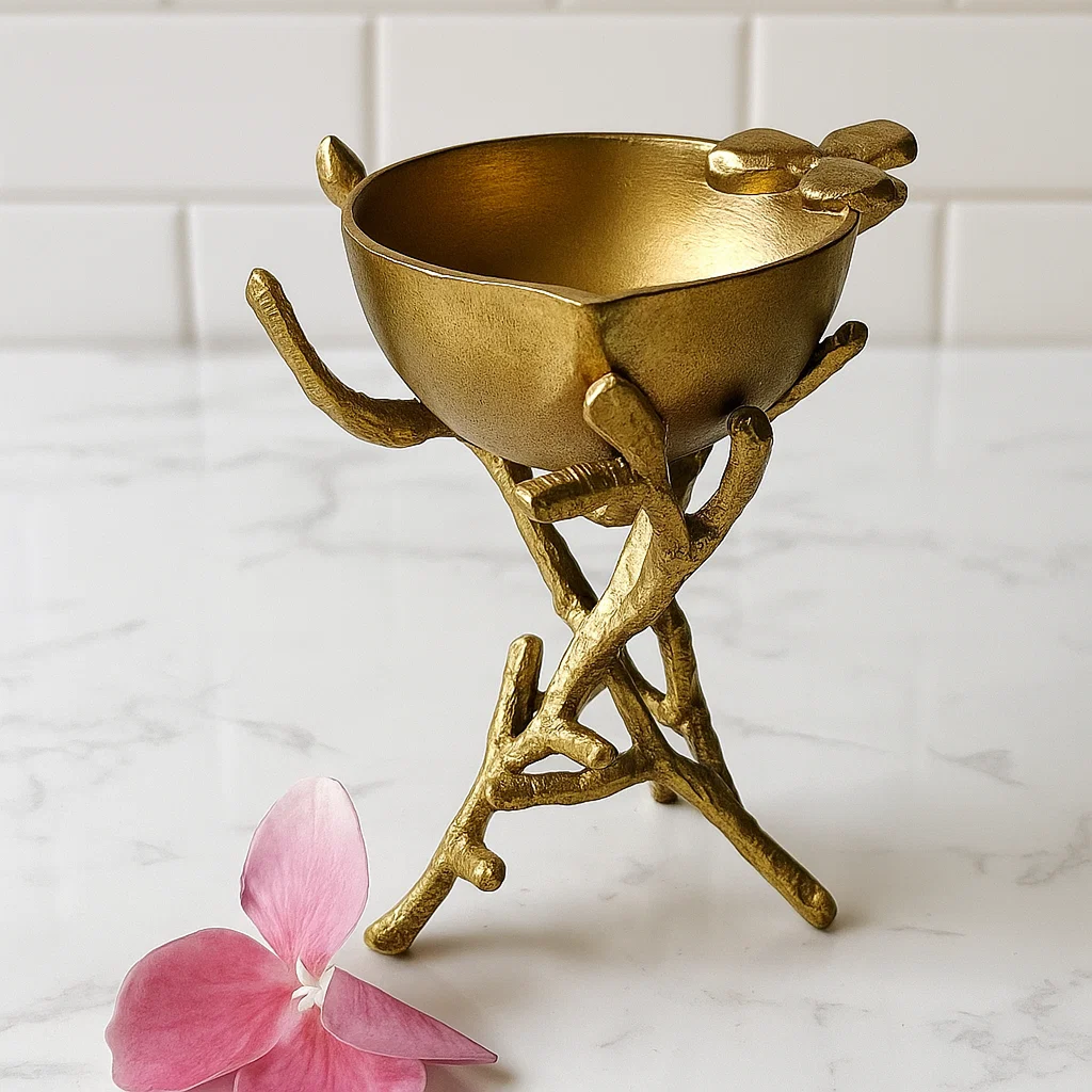 Brass unique diya on a brass branch