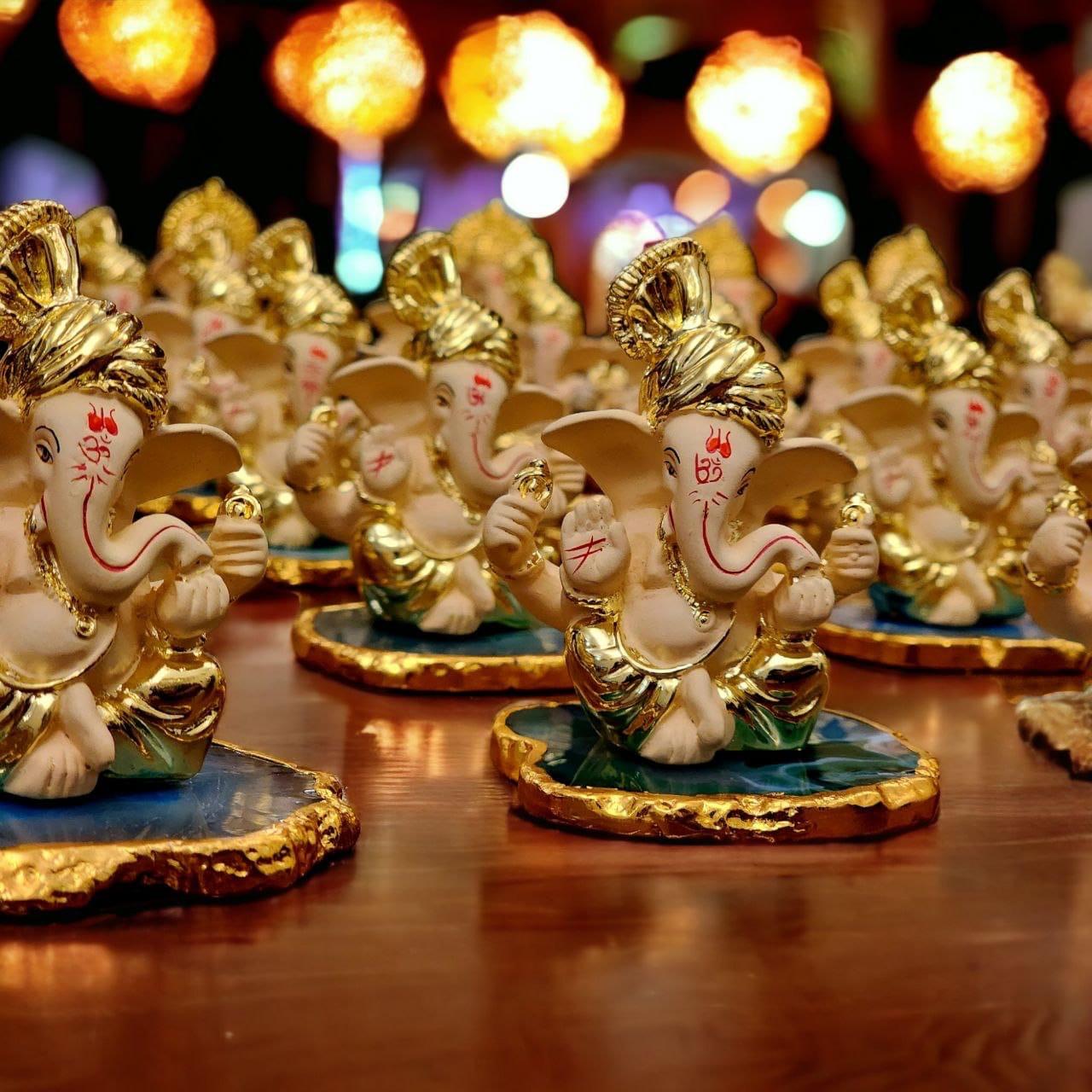 Divine Ganesha in Turban on Agate Stone