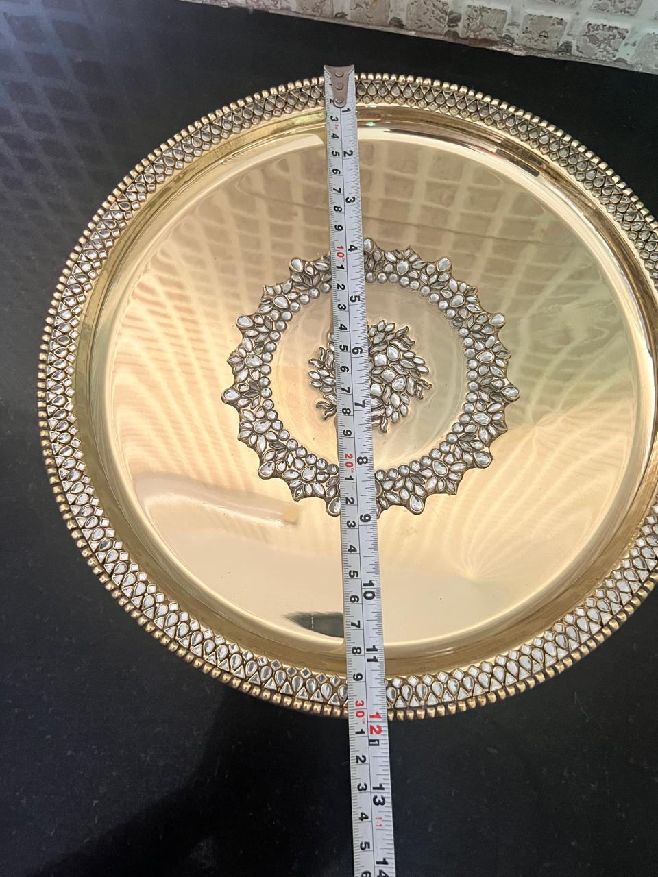 Brass Pooja Thali set with Kundan work