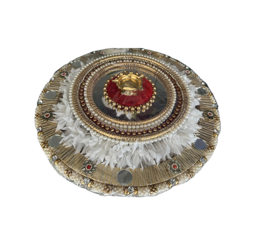 Handcrafted two layered decorative pooja thali